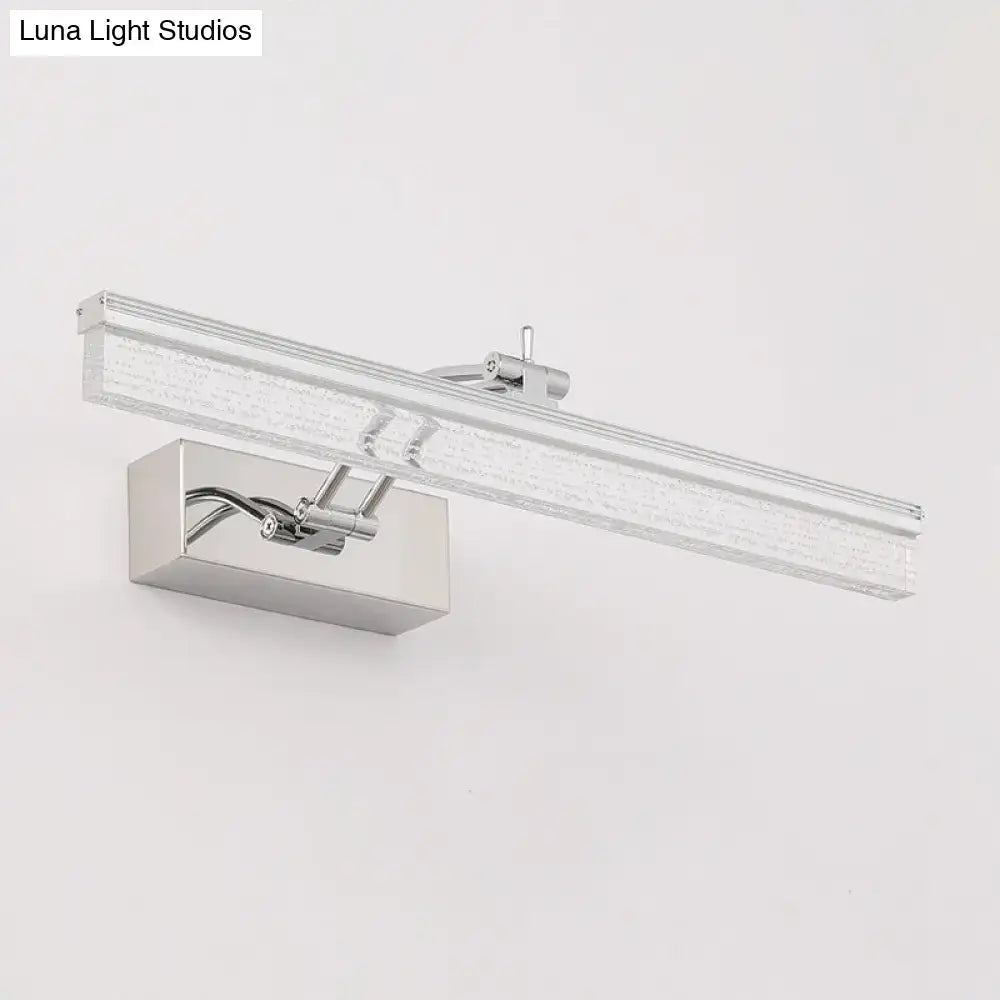 Modern chrome rectangle wall vanity light bathroom textured glass