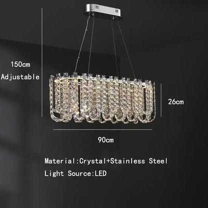 Modern chrome rectangular crystal pendant ceiling lamp dining room