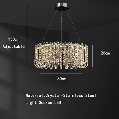 Modern chrome rectangular crystal pendant ceiling lamp dining room