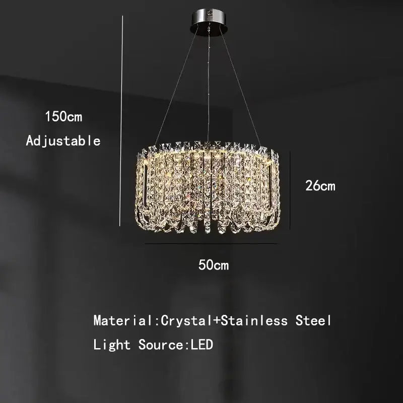 Modern chrome rectangular crystal pendant ceiling lamp dining room