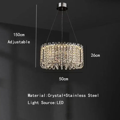 Modern chrome rectangular crystal pendant ceiling lamp dining room