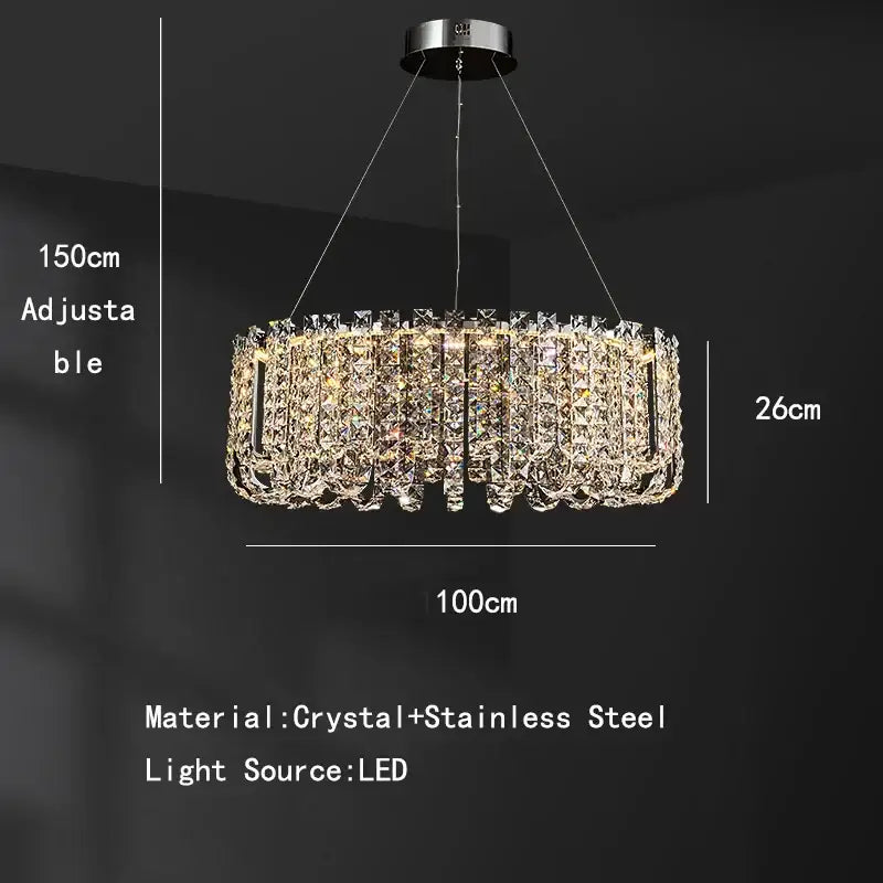 Modern chrome rectangular crystal pendant ceiling lamp dining room