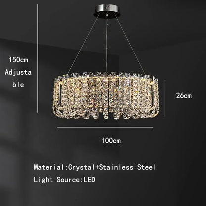 Modern chrome rectangular crystal pendant ceiling lamp dining room