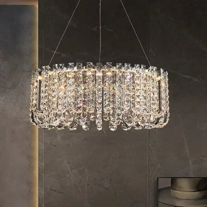 Modern chrome rectangular crystal pendant ceiling lamp dining room