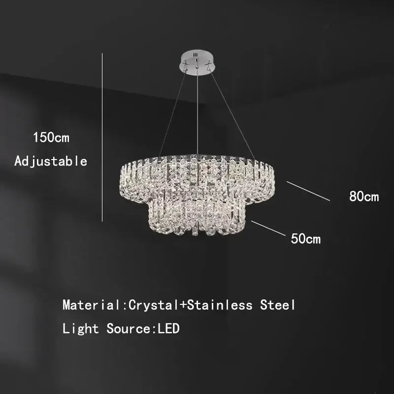 Modern chrome rectangular crystal pendant ceiling lamp dining room