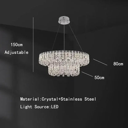 Modern chrome rectangular crystal pendant ceiling lamp dining room