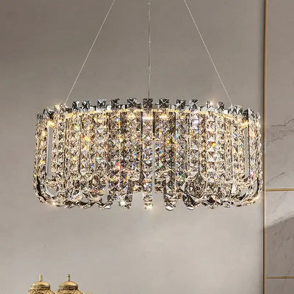 Modern chrome rectangular crystal pendant ceiling lamp dining room
