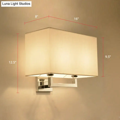 Modern chrome rectangular fabric wall sconce bedroom 110v-120v light