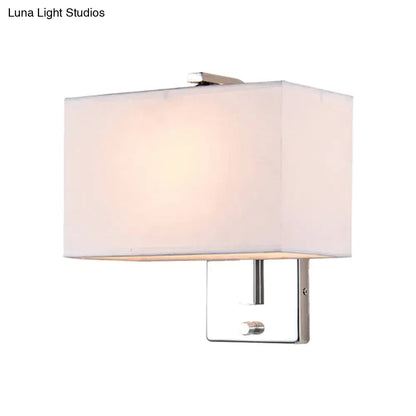 Modern chrome rectangular fabric wall sconce e26 e27 living room light