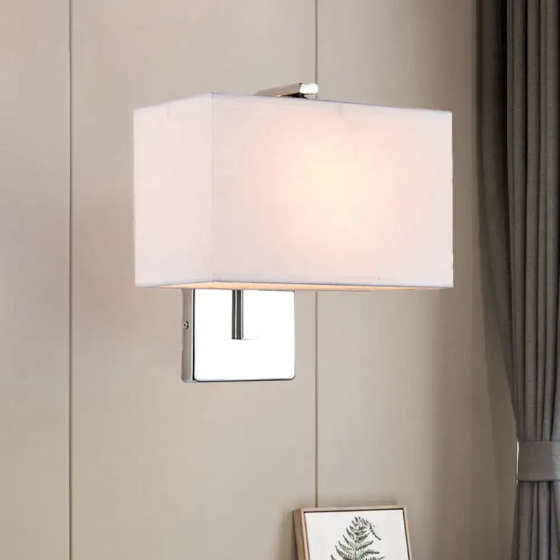 Modern chrome rectangular fabric wall sconce e26 e27 living room light