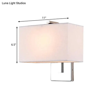 Modern chrome rectangular fabric wall sconce e26 e27 living room light