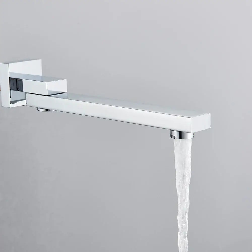 Modern chrome rectangular wall mounted faucet spout bathroom accessory