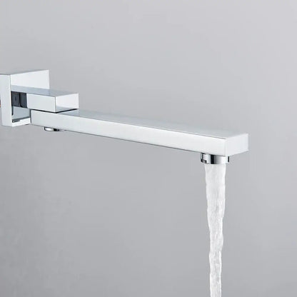 Modern chrome rectangular wall mounted faucet spout bathroom accessory