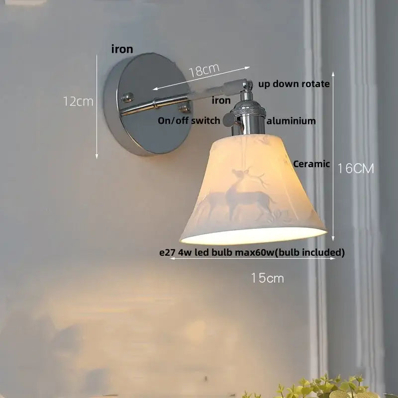 Modern chrome ribbed clear glass wall lamp dining room pull chain