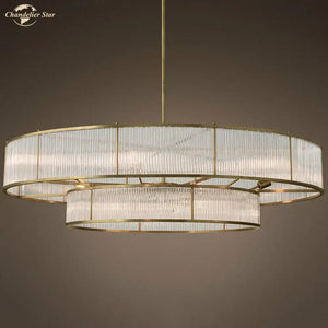 Modern chrome ribbed glass chandeliers for dining room led pendant