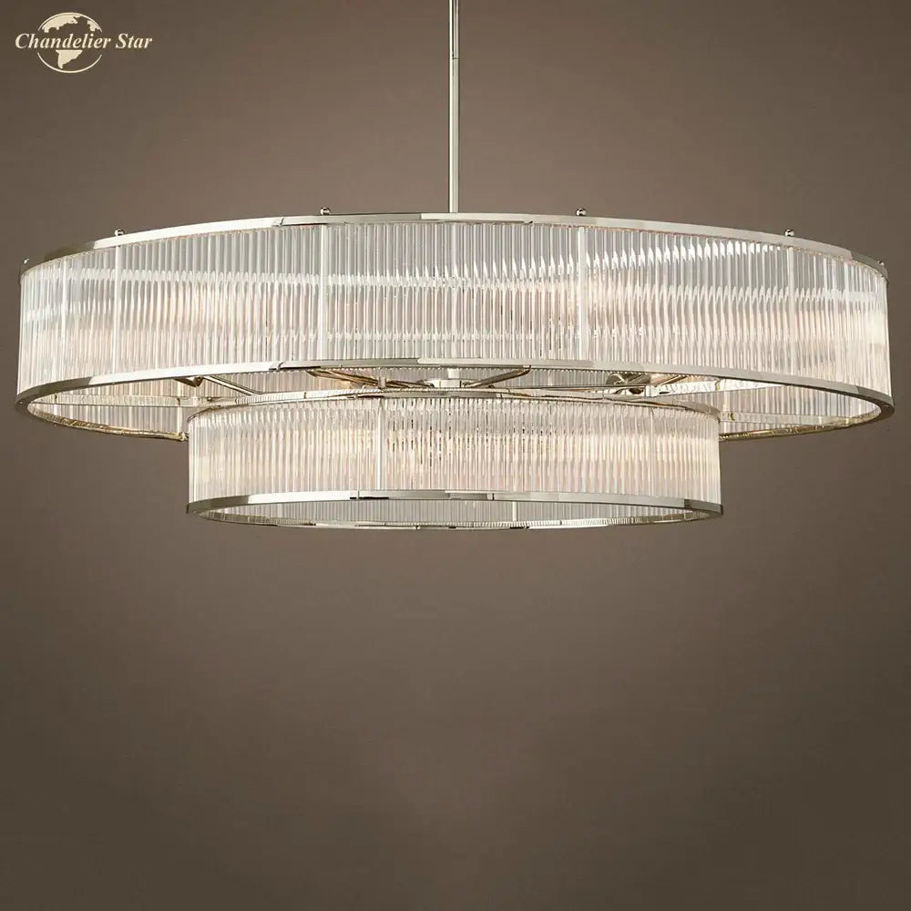 Modern chrome ribbed glass chandeliers for dining room led pendant