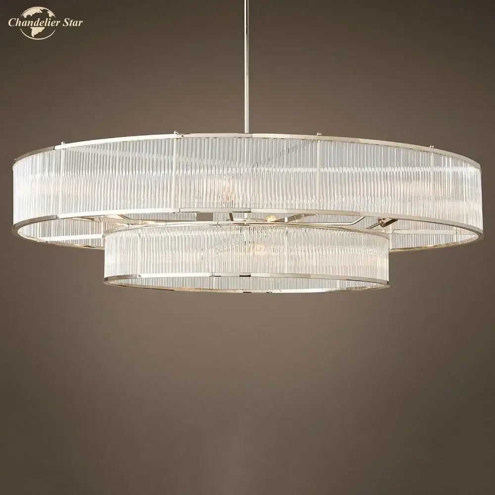 Modern chrome ribbed glass chandeliers for dining room led pendant