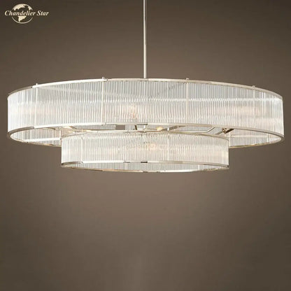 Modern chrome ribbed glass chandeliers for dining room led pendant
