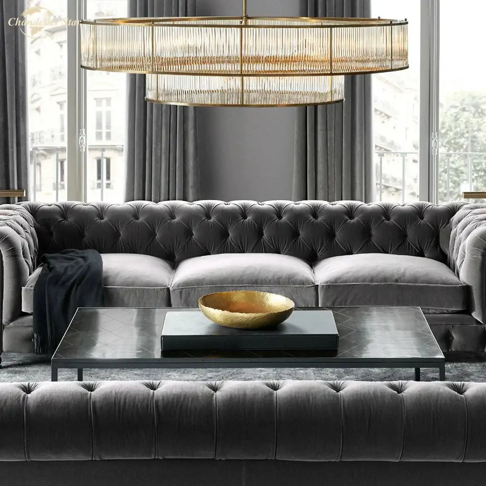 Modern chrome ribbed glass chandeliers for dining room led pendant
