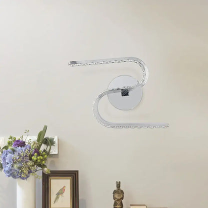 Modern chrome s-shape led wall sconce bedroom warm white light