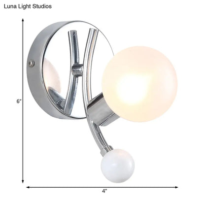 DecorBites™ Modern Chrome Sconce with Globe White Glass for LED Living Room Wall Lighting