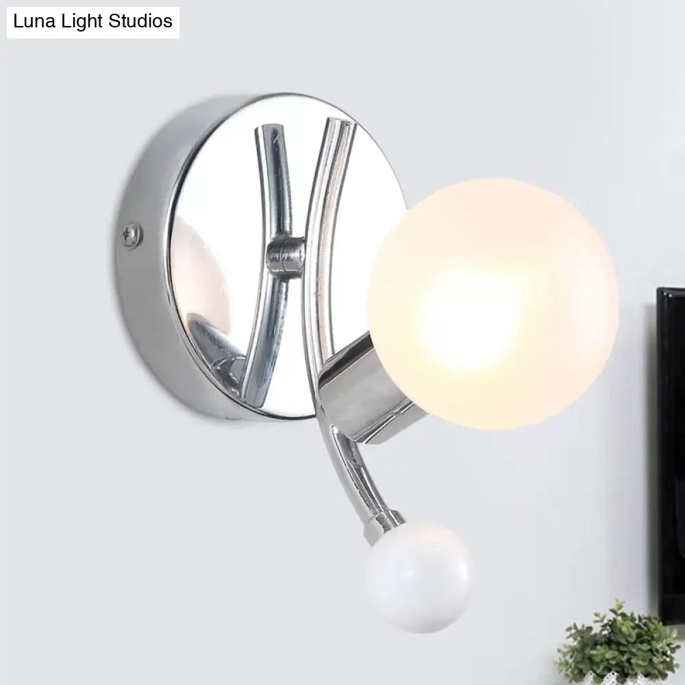 DecorBites™ Modern Chrome Sconce with Globe White Glass for LED Living Room Wall Lighting