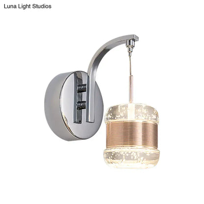 Modern chrome seeded crystal wall lamp bedroom light fixture