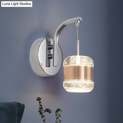 Modern chrome seeded crystal wall lamp bedroom light fixture