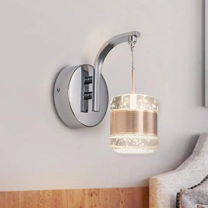 Modern chrome seeded crystal wall lamp bedroom light fixture