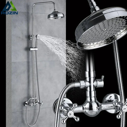 Modern chrome shower mixer faucet set with handshower bathroom system