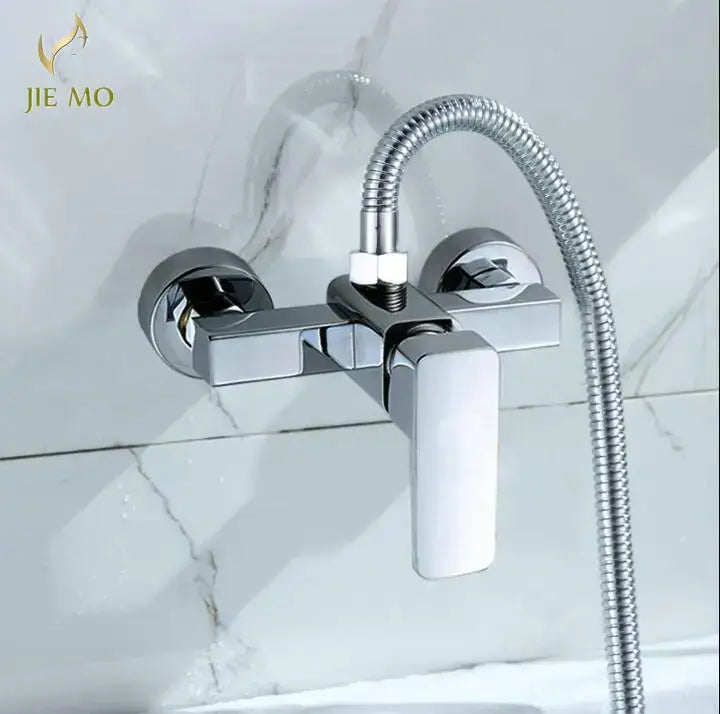 Modern chrome single handle shower mixer with hand shower bathroom