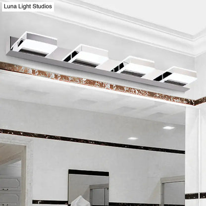 Modern chrome square acrylic vanity light bathroom fixture height
