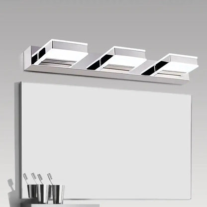Modern chrome square acrylic vanity light bathroom fixture height