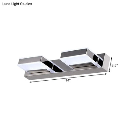 Modern chrome square acrylic vanity light bathroom fixture height