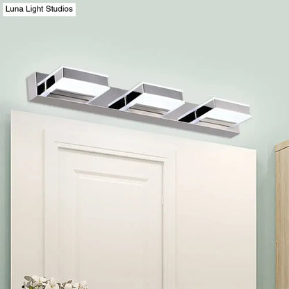 Modern chrome square acrylic vanity light bathroom fixture height