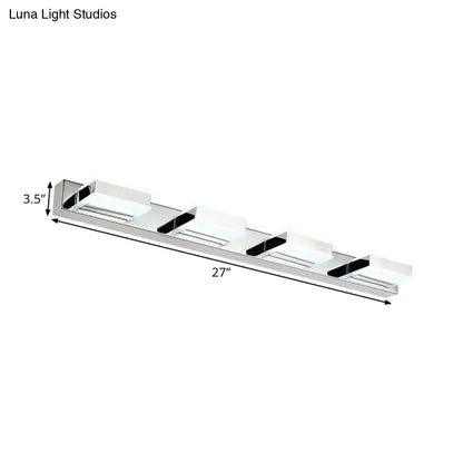 Modern chrome square acrylic vanity light bathroom fixture height