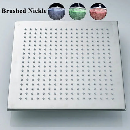 Modern chrome square led rain shower head bathroom fixture