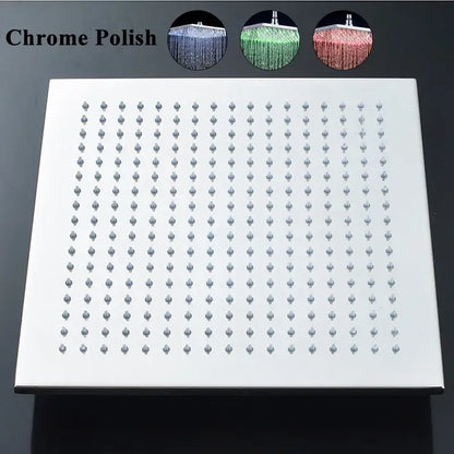 Modern chrome square led rain shower head bathroom fixture