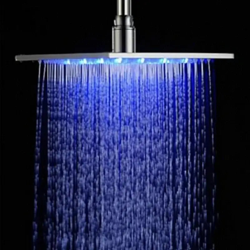 Modern chrome square led rain shower head bathroom fixture