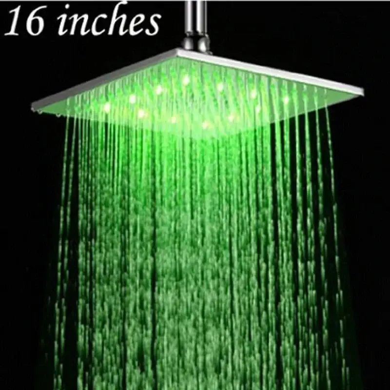 Modern chrome square led rain shower head bathroom fixture