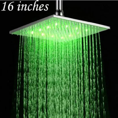 Modern chrome square led rain shower head bathroom fixture
