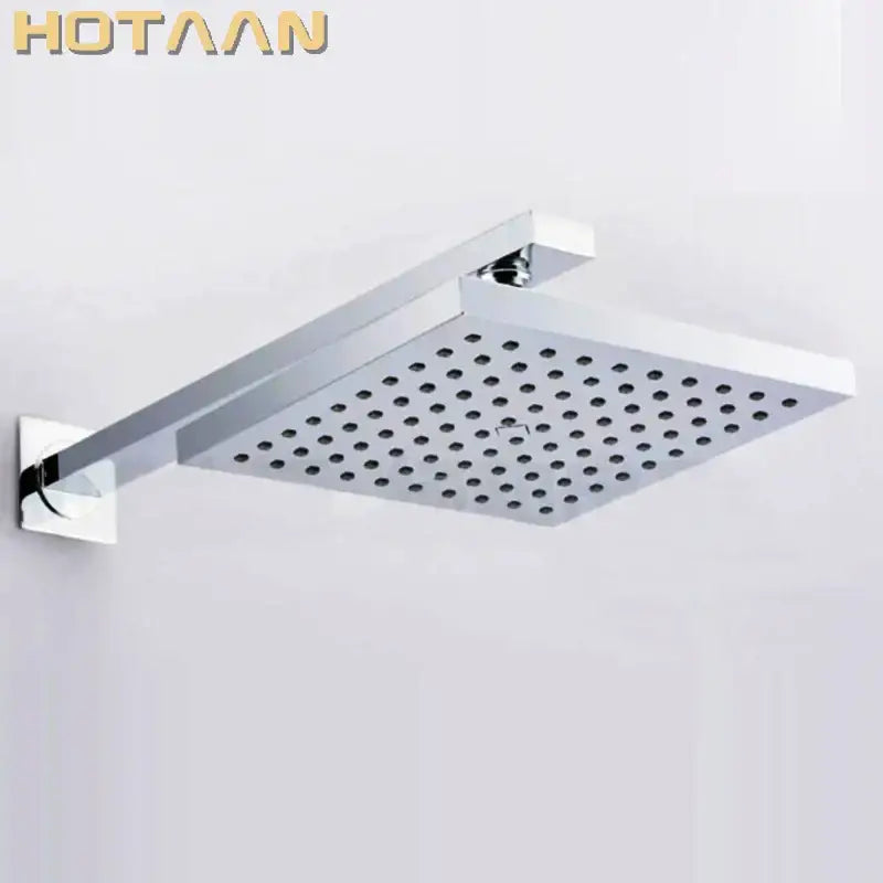 Modern chrome square rain shower head with arm for bathroom