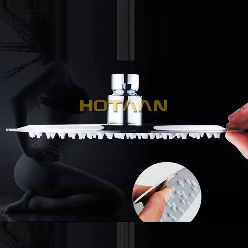 Modern chrome square rain shower head with arm for bathroom