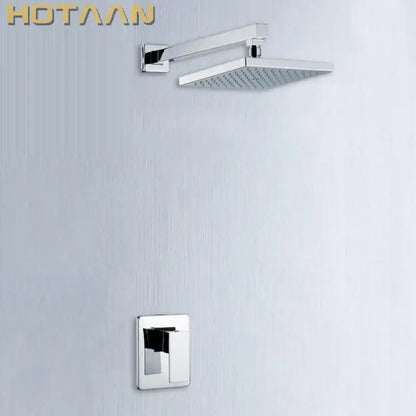 Modern chrome square rain shower set bathroom wall tap