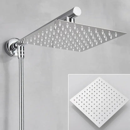 Modern chrome square rainfall shower head set bathroom adjustable height