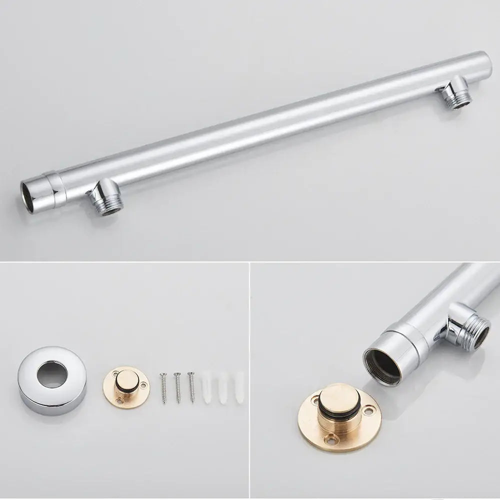 Modern chrome square rainfall shower head set bathroom adjustable height