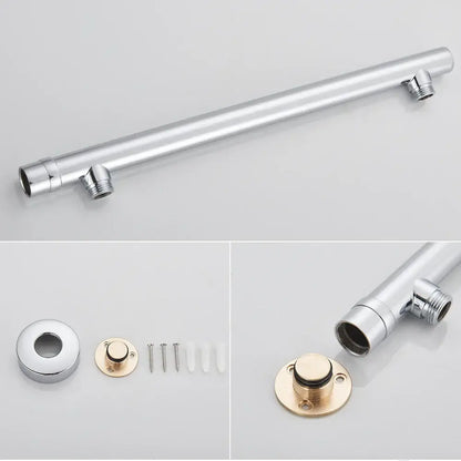Modern chrome square rainfall shower head set bathroom adjustable height