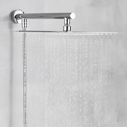 Modern chrome square rainfall shower head set bathroom adjustable height