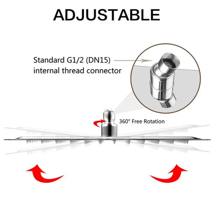 Modern chrome square rainfall shower head set bathroom adjustable height