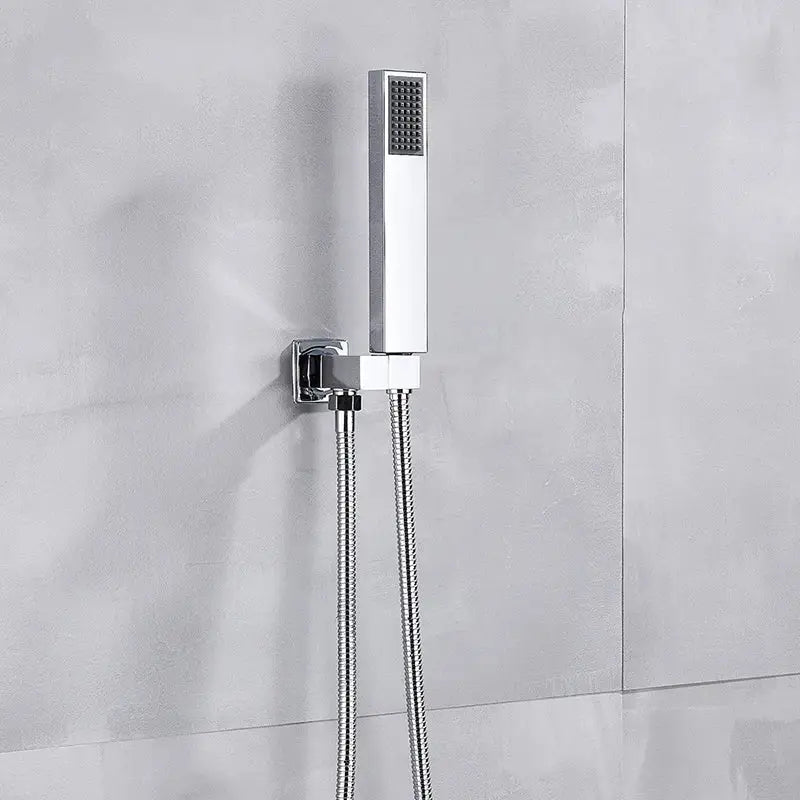 Modern chrome square shower faucet set bathroom rain showerhead